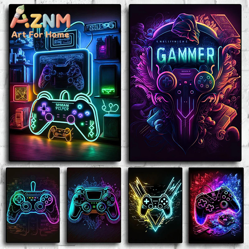 Esports Gaming Poster - Modern Neon Pop Cool Gaming Wall