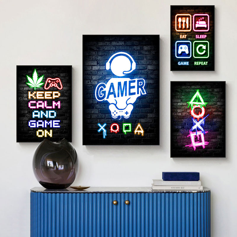 Gaming Neon Eat Sleep Game Rep - огляд і ціна Esports Gaming Poster