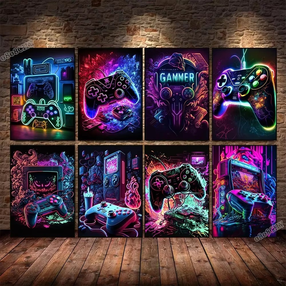 Neon Game Canvas Paintings Gam - огляд і ціна Esports Gaming Poster