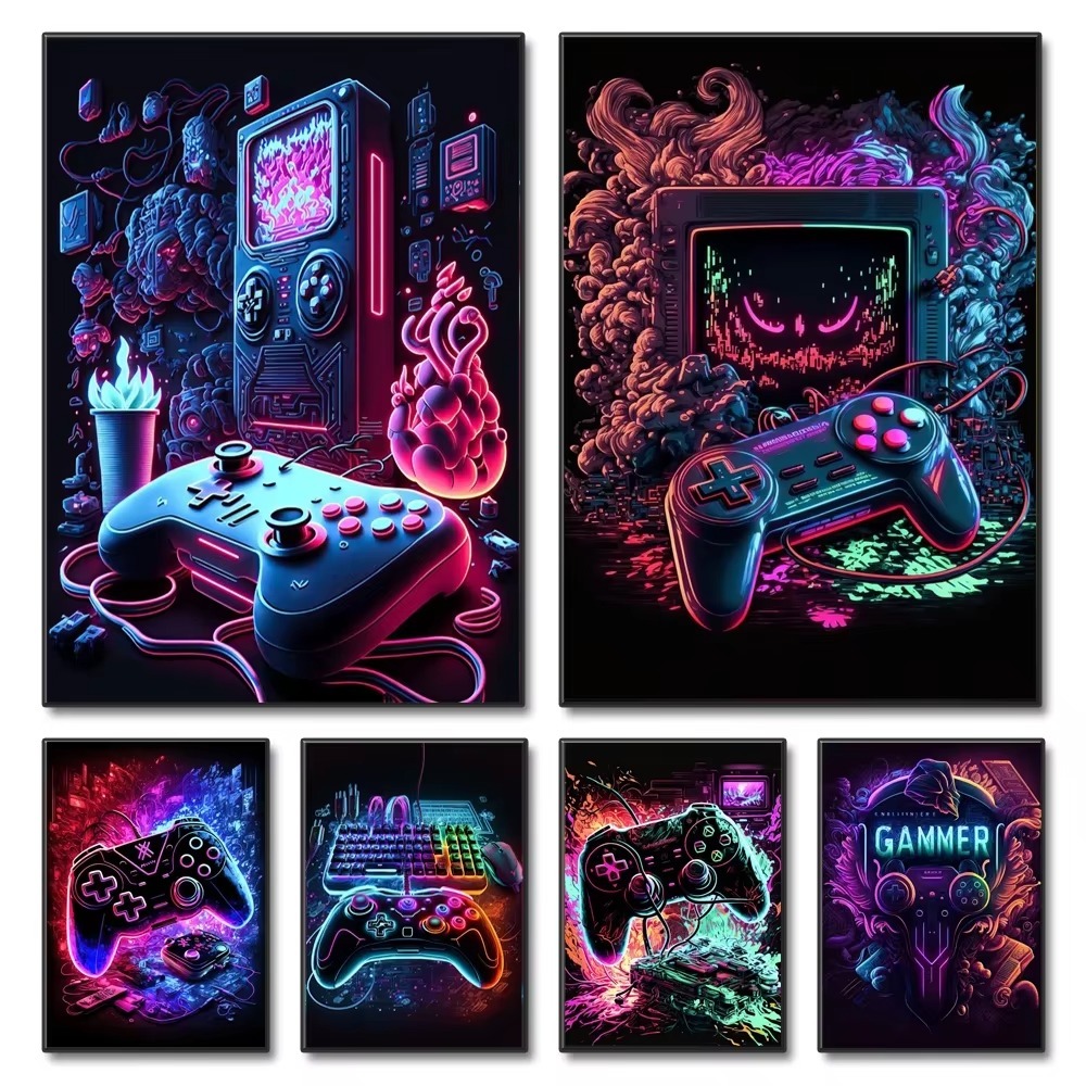 Neon Game Canvas Paintings Gam - огляд і ціна Esports Gaming Poster