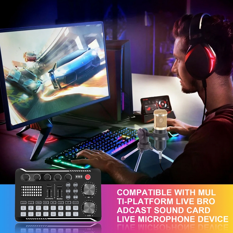 F998 Sound Card Kit,BM-800 Mic - огляд і ціна Streaming Mic Condenser