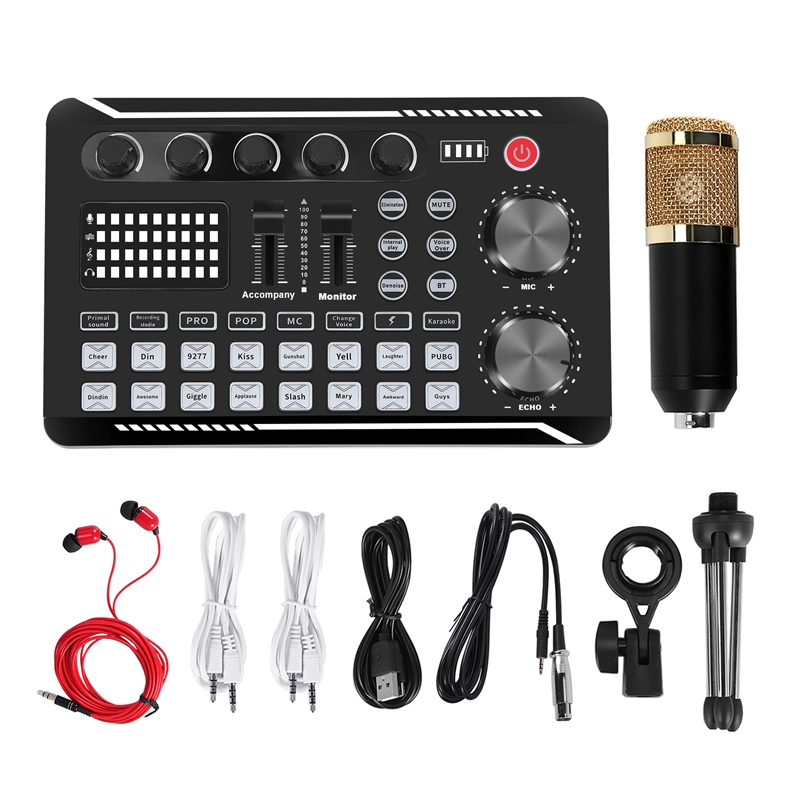 F998 Sound Card Kit,BM-800 Mic - огляд і ціна Streaming Mic Condenser